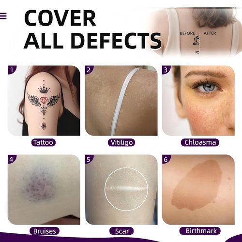 Regine Switzerland Full Coverage Tattoo Cover Up Cream - Waterproof & Sweatproof Concealer for Scars, Birthmarks & Dark Spots - Dual Shades (Ivory & Medium Deep)