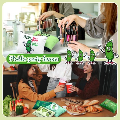 Clysee 6 Pcs Pickle Makeup Bags Cosmetic Bag Graduation Gift Zipper Pouch Bag Portable Travel Pouch Xmas Birthday Gift for Women Girls Friends