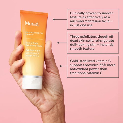 Murad Vita-C Triple Exfoliating Facial Scrub - Gold-Stabilized Vitamin C for Smoother, Brighter Skin | 2.7 Fl Oz