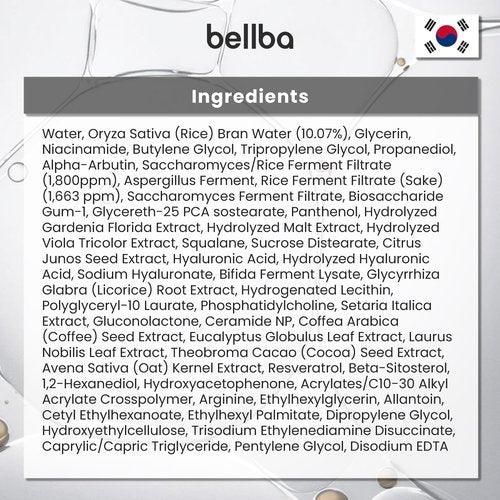BELLBA Dewy Rice Essence Korean Serum for Face - K-beauty Skincare Rice Serum - Get Even Tone and Glass Skin - Hydrating, Lightweight, Non-Comedogenic (1 fl.oz)