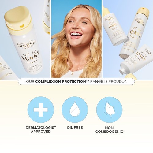 Bondi Sands Sunny Spritz SPF 60 Face Mist - Nourishing Hydrating Sunscreen, Oil-Free & Water-Resistant, 2.11 Oz