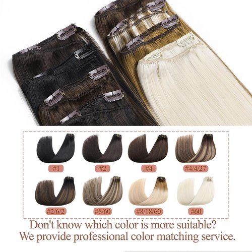 Clip in Hair Extensions Real Human Hair 20 Inch Straight Human Hair Clip in Extensions Balayage Dark Brown to Chestnut Brown Remy Hair Extensions Clip ins for Women 80g/5pcs