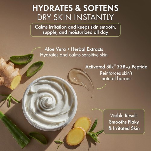 Skiennix Hydrating Silk Peptide Body Butter - Lightweight, Non-Greasy Moisturizer with Aloe Vera & Vitamin E for Sensitive Skin - Deep Nourishment & Hydration