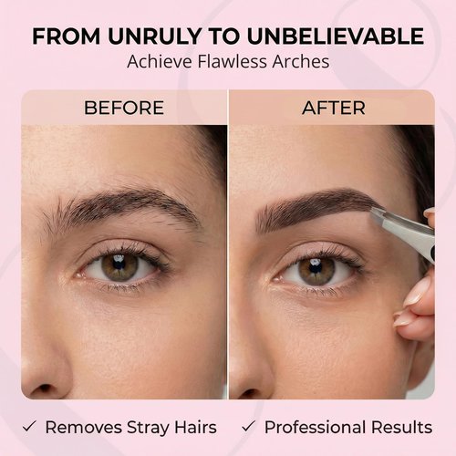 Cocos Closet Precision Tweezers for Women Facial Hair - Stainless Steel Tweezers for Women and Men - Ideal for Eyebrow Shaping and Hair Removal - Slanted Tips, Durable and Ergonomic Grip Design