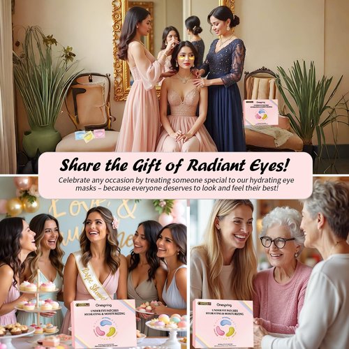 Eye Mask Gift Box (48 Pairs) - Caffeine, 24K Gold, Retinol Triple Energy - Fights Puffiness, Dark Circles, Fine Lines, Firming Under Eye Patches - Birthday, Bachelorette Party, Bridesmaid Gift