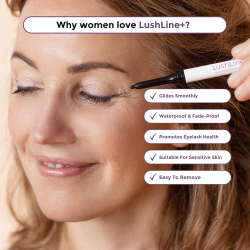 Rumi Cosmetiques LushLine+ Waterproof Eyeliner Pencil - Smudge Proof, Long-Lasting, Non-Toxic | Natural Brown for Sensitive Eyes