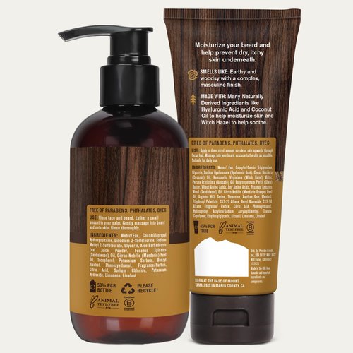 Every Man Jack Men's Beard + Face Wash & Lotion Set - Subtle Sandalwood Scent - Naturally Cleanse and Condition Your Beard & Skin