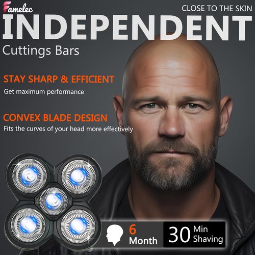 FAMELEC 3 Pack Freedom Shaver Heads Compatible with Freedom Grooming Replacement Blades for Bald Men Head Shaver Kit, Refills Waterproof Razor Kits Fit for Electric Razor Shaver Replacement Blades