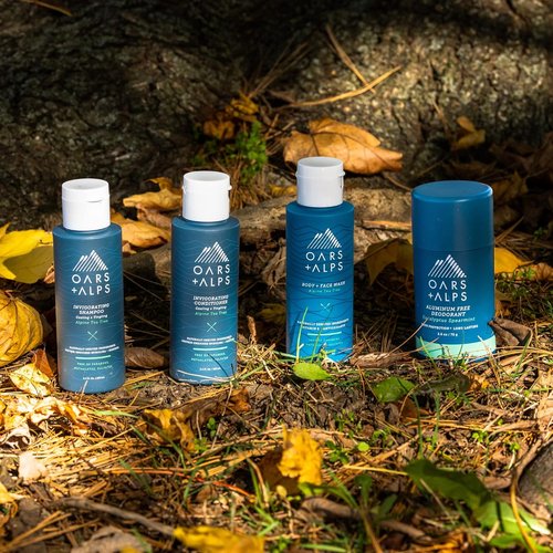 Oars + Alps Hair and Body Travel Kit for Men - TSA Friendly, Sulfate-Free Shampoo, Conditioner & Deodorant | Alpine Tea Tree Scent