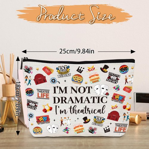 Luvsweets Theater Gifts Makeup Bag - Musical Theatre Cosmetic Bags with Zipper, Funny Theatre Broaddway Gifts for Theater Lovers Actors, Women Girls Birthday Christmas Valentine Mother's Day Presents