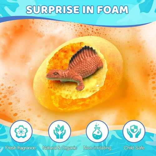 Bath Bombs for Kids with Surprise Toys Inside - 16 Pack Organic Dinosaur Bath Bombs Gift Set, Dinosaur Toys for Kid 3 4 5 6 7 8 9 Years, Easter Gifts for Kids, Easter Basket Stuffers, Bubble Bath Toys