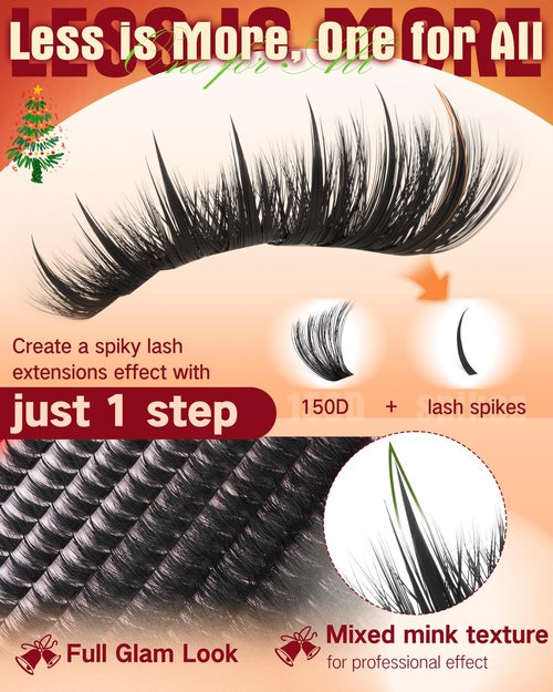 Manga Lash Clusters Kit Fluffy Eyelash Extension Kit Wispy Eyelash Clusters with Spikes D-Curl Lash Extension Kit 12-20MM Cluster Eyelash Extensions Kit with Lash Bond and Seal Fairy Cluster Lashes