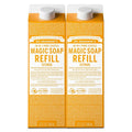 Dr. Bronner's Pure-Castile Liquid Soap Refill - Citrus, 32 oz, 2-Pack | Vegan & Non-GMO, Multi-Use Formula