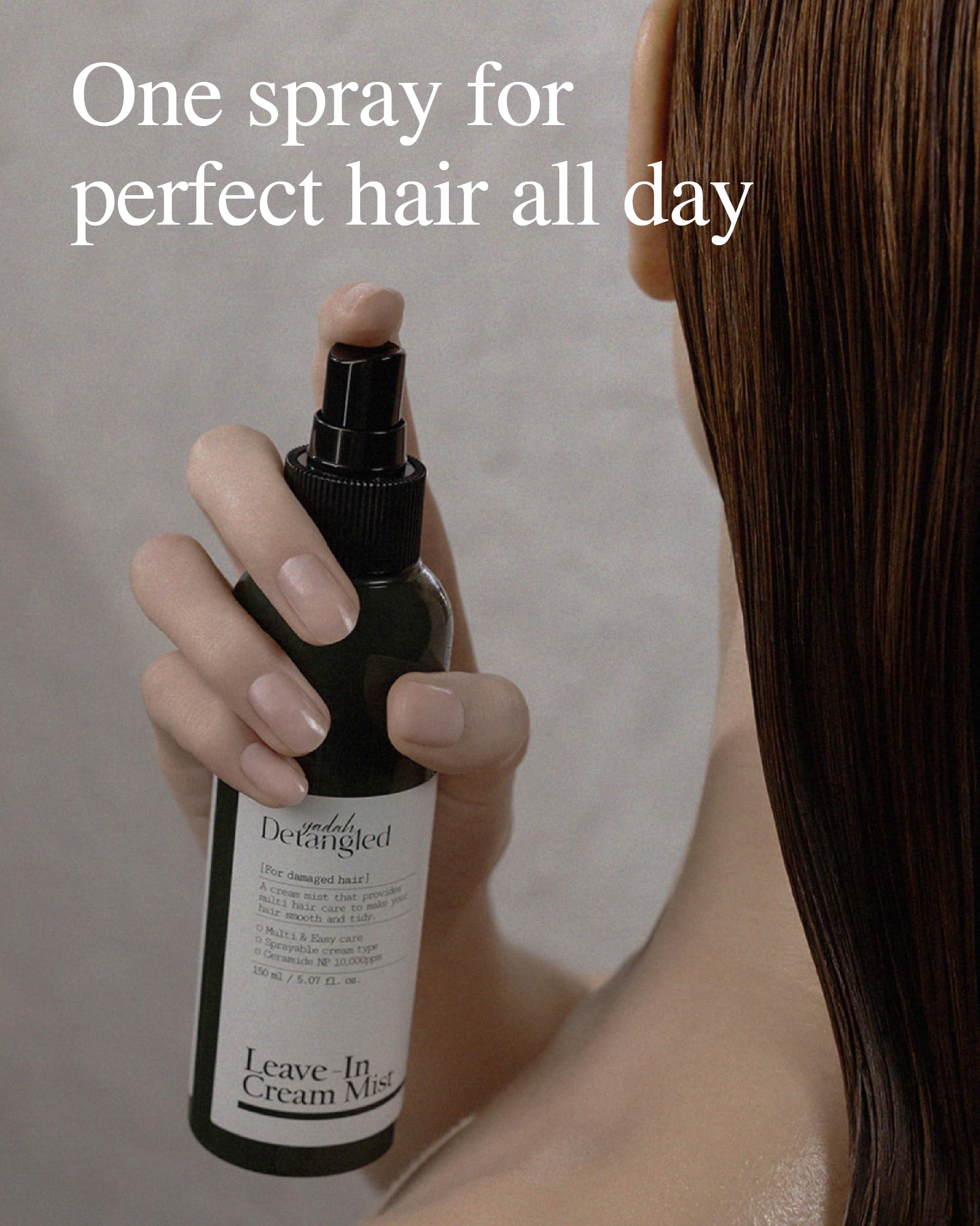 YADAH Detangled Leave-In Cream Mist, 5.07 Fl oz | Non-Greasy Hydration with Ceramide NP, Jojoba Oil & Keratin | Restores Shine, Repairs Damage, Prevents Frizz for All Hair Types