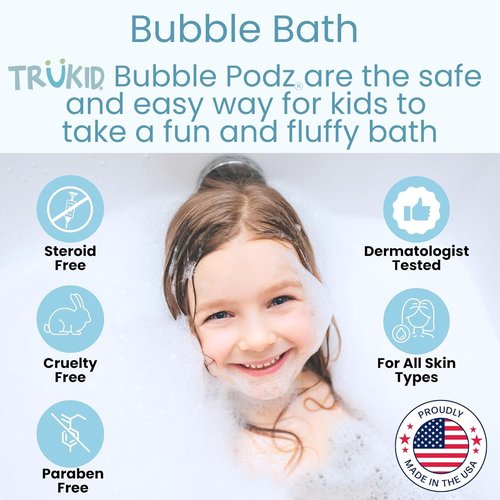 TruKid Bubble Podz - Tear-Free Bubble Bath for Kids & Toddlers | Gentle, Non-Toxic, Vanilla Scent (24 Podz)