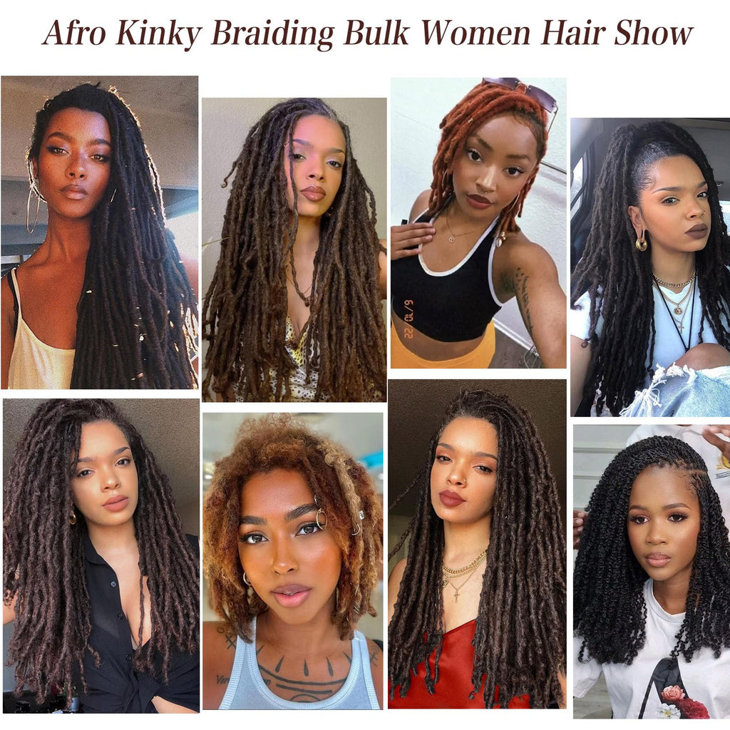 Xtrend 20 Inch 250g 5 Bundles Natural Black Afro Kinky Curly Braiding Bulk Hair For Mini Braiding Twists Afro Kinkys Bulk Synthetic Hair For Micro Spring Twist，Dreadlock Extensions Repair Locs50g/pack
