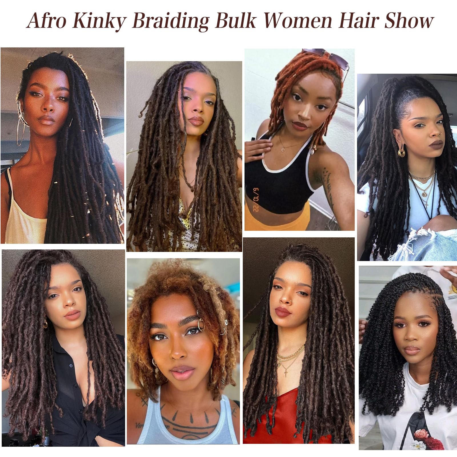 Xtrend 20 Inch 250g 5 Bundles Natural Black Afro Kinky Curly Braiding Bulk Hair For Mini Braiding Twists Afro Kinkys Bulk Synthetic Hair For Micro Spring Twist，Dreadlock Extensions Repair Locs50g/pack
