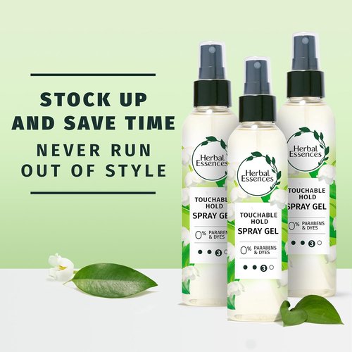 Herbal Essences Hair Spray Gel - Touchable Hold Styling Gel for Curly Hair | 5.7 Fl Oz (Pack of 3)