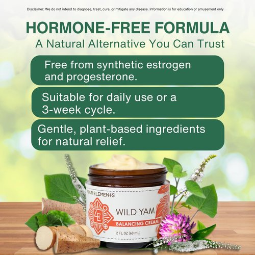 Four Elements 4E Wild Yam Balancing Cream, 2 OZ - 1st Place Winner at the 2023 International Herb Symposium for Creams and Salves! Proudly Farmed, Crafted and Packaged in WI, USA.