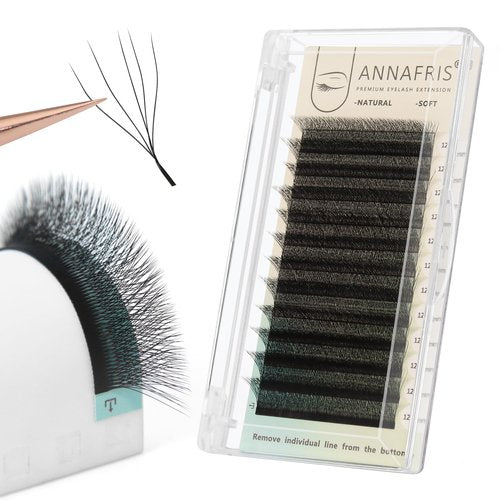 ANNAFRIS 5D Premade Fan W Shape Eyelash Extensions 0.07 L Curl 9-13mm Mix Volume Self Fanning False Lashes Makeup Supplies Professional Use Lash Extension(0.07 L, 9-13mm Mix)