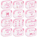 Kacctyen 12 Pcs Clear Makeup Bags Bulk Inspirational Quotes Waterproof Portable with Toiletry Zipper Clear PVC Travel Pouch Encouragement Quotes Bags Appreciation Gift for Mother Nurse (Bow)