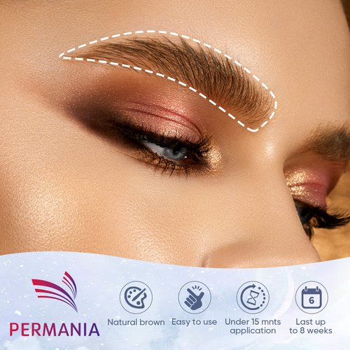 PERMANIA Brow Lamination Kit - Lash Lift & Eyebrow Color, Make Eyelash Perm Voluminous & Curl - Salon & Home Use - Lasts Up to 6 Weeks