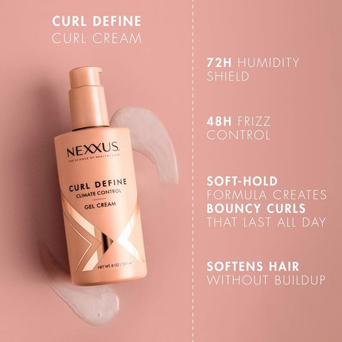 Nexxus Curl Define Cream - Climate Control Hair Gel with StyleProtect Technology | 8 oz