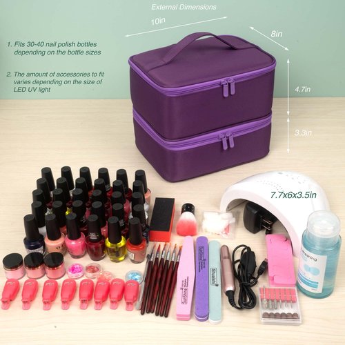ButterFox Nail Polish Carrying Case Bag Storage Organizer, Fits up to 60 Nail Polish Bottles, Pockets for Manicure Accessories - Royal Purple