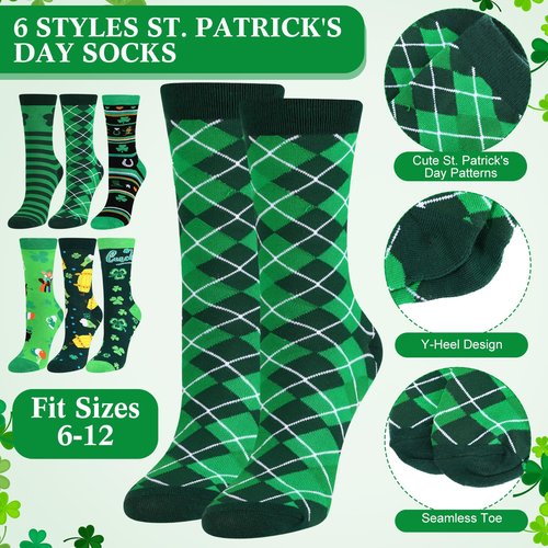 Singhoow 18 Pcs St Patrick's Day Gifts Set Happy St Patrick's Day Enamel Mugs Irish Shamrock Lucky Makeup Bags Green Clover Socks Bulk Party Favors Supplies for Women Coworkers Saint Patty's Decor