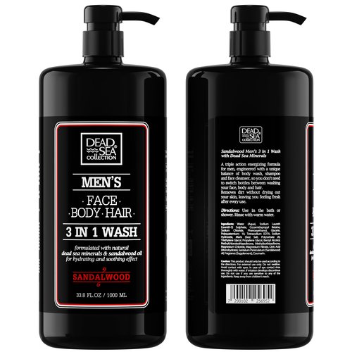 Dead Sea Collection Sandalwood Men’s Body Wash – 3 in 1 Body Wash for Men for Hair, Face & Body – Moisturizing Shower Gel with Dead Sea Minerals – Pack of 2 (33.8 fl oz each)