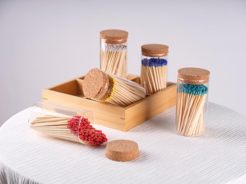Meya Luxury Colored Safety Matches | 4-Inch Long Matches in Glass Jar | Perfect for Lighting Candles | 150 PIECES | 10 CANDLES AND EXTRA EMPTY JAR GIFT (YELLOW)