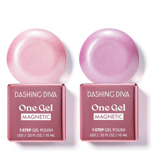 Dashing Diva One Gel Magnetic Polish Duo - Princesses - Moment & Fantasy - 3-in-1 Base Coat, Nail Color & Top Coat - Pink Magnetic Gel Nail Polish Set