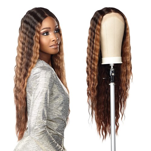 Sensationnel Butta Lace Wigs - Unit 17 Extra Wide 5 Inch Deep Parting Synthetic Preplucked Hairline Glueless Lacefront (1B OFFBLACK)