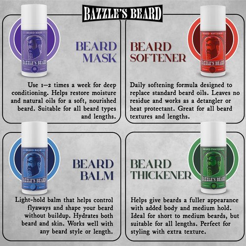 Bazzle's Beard Balm – Gentle Hold & Soft Texture Beard Growth Kit for Men Infused with Shea, Jojoba & Biotin for Healthy Hair Growth & Hydration, Ideal Mustache Care Product for Nourishing Facial Hair