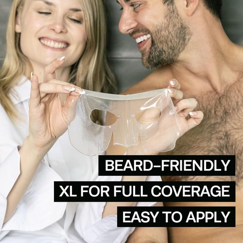HommeFace Men’s Revitalizing Hydrogel Facial Mask Set - Hydrating Anti-Aging Sheet Masks | 5ct, Beard-Friendly, Korean Skincare