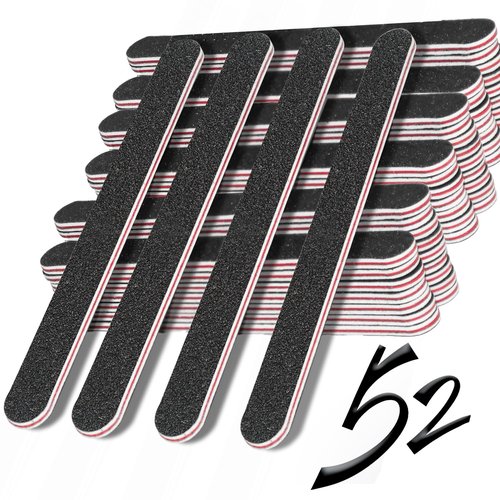 RedFlow Nail Buffer Set Contains 52 Nail Files, Double Sided 100/180 Grit Nail Files, Nail Buffering Files for Home and Salon Use (52 Pack)
