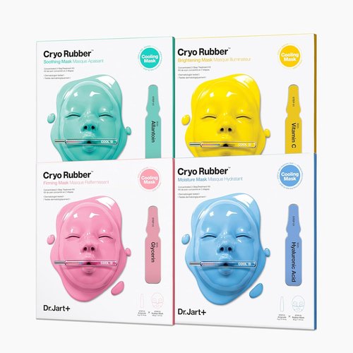 Dr.Jart+ Cryo Rubber Mask Collection - 4 Hydrating & Brightening Korean Face Masks | Skin Care Kit with Hyaluronic Acid & Niacinamide