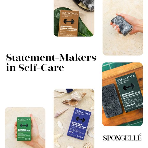 Spongelle Men's Essentials Lemongrass Body Buffer | Bath & Shower Loofah for Men | Cleanse, Exfoliate, and Nourish in one easy step | Cruelty-Free, Vegan, Dermatologist-Tested, Made in USA