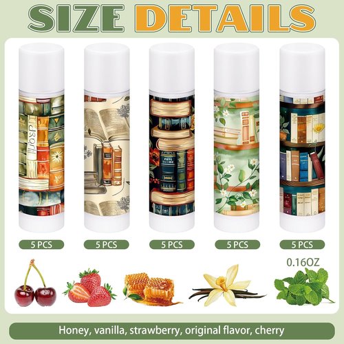 Leelosp Bookish Lip Balms - 25 Pack Gifts for Book Lovers, Librarians & Readers | Perfect for Parties & Events