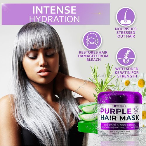Purple Hair Mask by [Brand Name] - Deep Conditioner & Toner for Blonde, Brassy Hair - Hydrating Repair for Damaged Hair