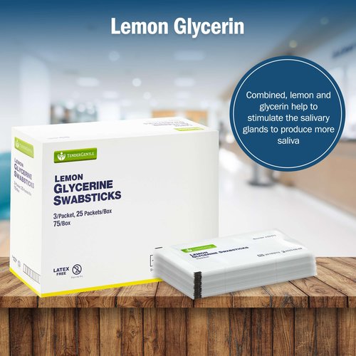 Lemon Mouth Swabs for Hospice Patients - Pack of 75 Lemon Glycerin Oral Swabs for the Elderly - Refreshes and Moistens the Mouth, Teeth, and Gums