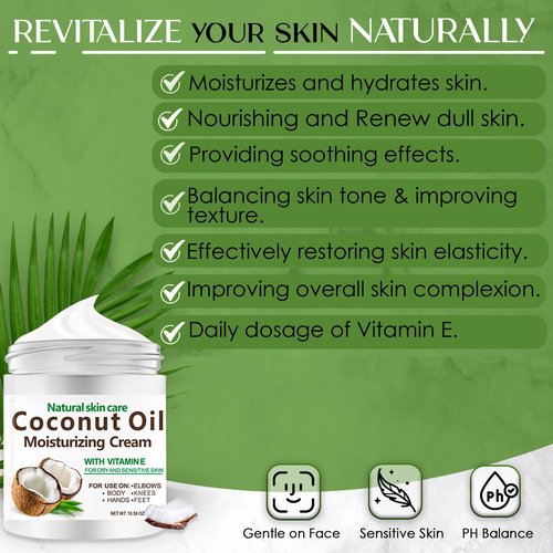 DR MEINAIER Coconut Oil Cream. Spa size 10.5 oz Moisturizing Cream. Coconut Oil for Face, Hands, Hair. Intense Hydration For Dry skin