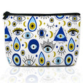 DEMACYA Makeup Bag Abstract Evil Eye Cosmetic Bag for Women, Waterproof Large Capacity Travel Toiletry Organizer 9.5×5.9 Inch