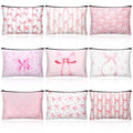 Kacctyen 9 Pcs Pink Bow Makeup Bag for Women Coquette Cosmetic Bag Bulk Preppy Pouch Coquette Gift with Zipper for Birthday Paty Favor Girls Travel Storage Accessories