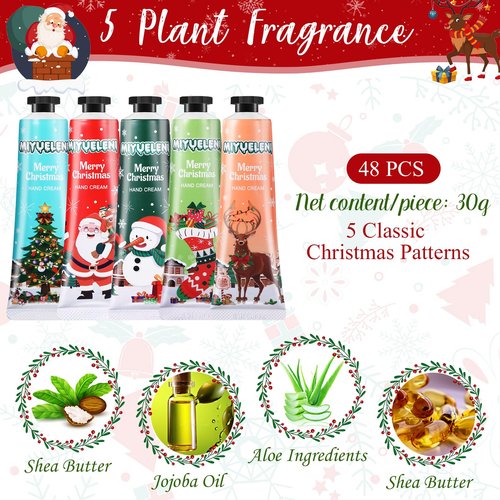 Dansib 48 Pcs Christmas Hand Cream Gift Sets for Dry Cracked Hands Moisturizing Hand Lotion Small Travel Lotion Stocking Stuffers Gift Set for Women Mom Girlfriend Christmas Birthday