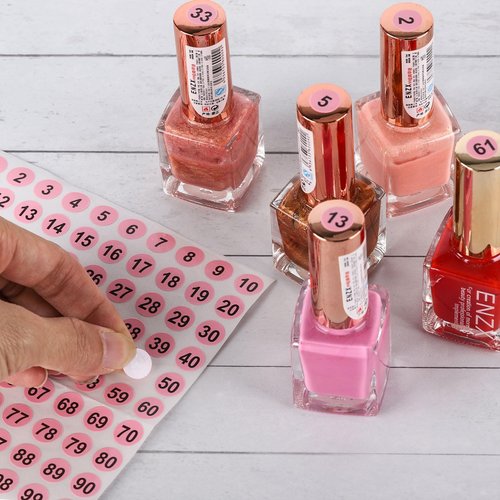 200 Pcs Clear Nail Swatch Sample Sticks with Ring and Number Stickers, Plastic Nail Swatches for Polish Color Display