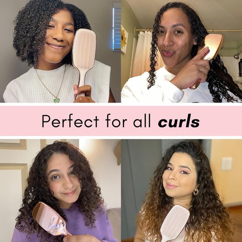 Lily England Detangling & Styling Brush - Pain-Free Rose Gold Brush for Curly Hair - Flexible Bristles for Wet & Dry Use