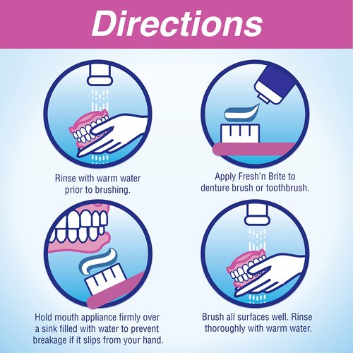 Fresh 'n Brite Denture Cleaning Paste For Dentures, Removable Partial Dentures, Retainers, Mouthguards, Nightguards, Fast Stain Removal, pack of 3, 3.8 oz Tubes