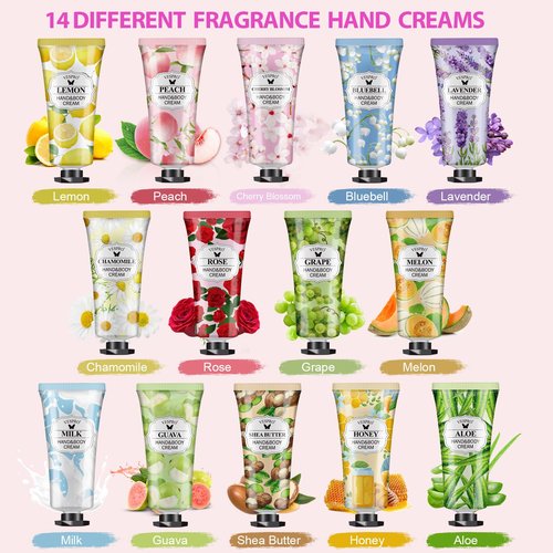 16 Pack Hand Cream Set, Easter Basket Stuffers, Bridesmaid Gifts, Bulk Hand Lotion Travel Size for Dry Cracked Hands, Mini Hand Lotion for Thank You Gifts and Mothers Day Gifts with a Greeting Card