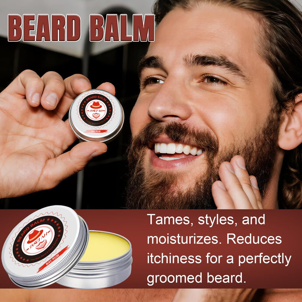 XIKEZAN Dad Birthday Gifts, Beard Care Kit with Bay Rum Beard Oils,Balm,Wash, Conditioner,Brush,Comb,Scissors,Valentines Fathers Mens Christmas Stocking Stuffers Gifts for Men Him Husband Boyfriend